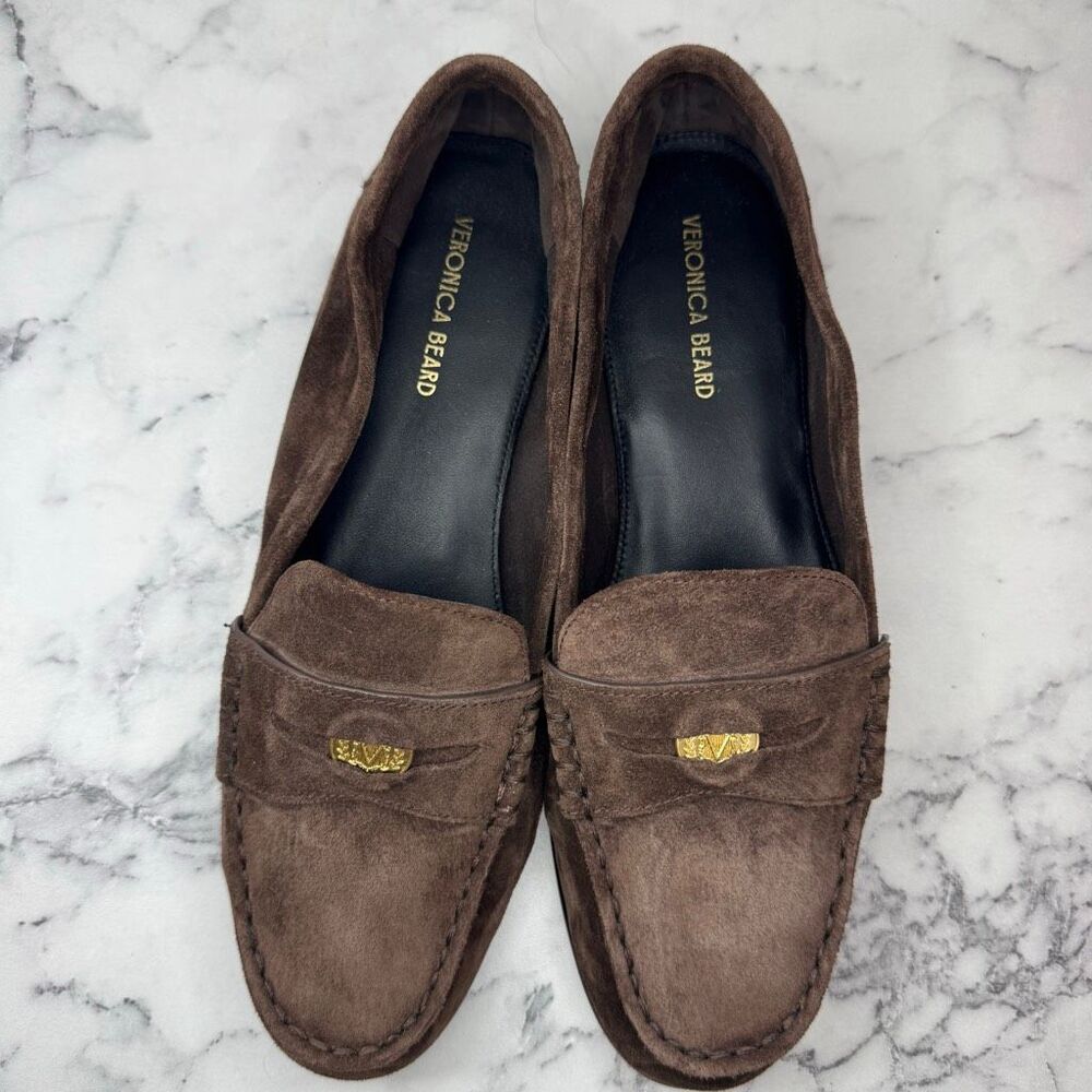 Veronica Beard Espresso Suede Penny Loafer 7.5 - Picture 2 of 7